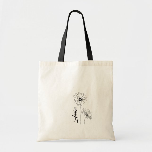 Personalised Daisy Tote Bag with Name (Front)