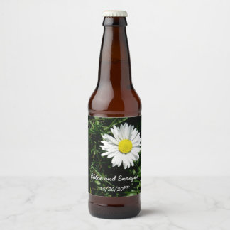 Personalised Daisy Wedding Beer Bottle Label