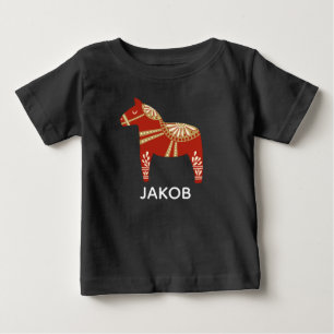 Personalised Dala Horse Christmas Baby T-Shirt