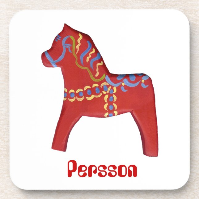 Personalised Dala Horse Coaster Set (Front)