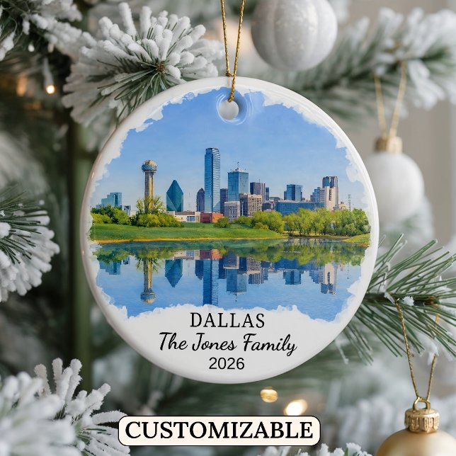 Personalised Dallas Ornament, Custom Texas Ceramic Tree Decoration (Creator Uploaded)