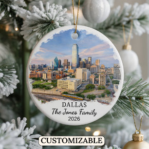 Personalised Dallas Ornament, Custom Texas Ceramic Tree Decoration