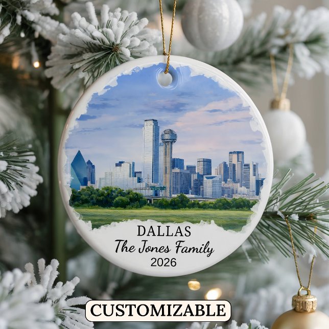 Personalised Dallas Ornament, Custom Texas Ceramic Tree Decoration (Creator Uploaded)