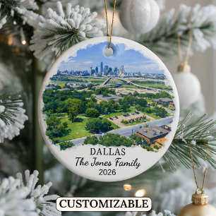 Personalised Dallas Ornament, Custom Texas Ceramic Tree Decoration
