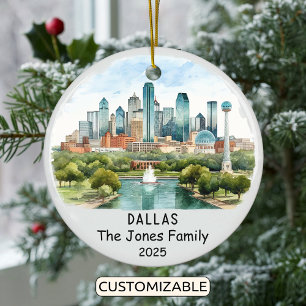 Personalised Dallas Ornament, Texas Ceramic Tree Decoration
