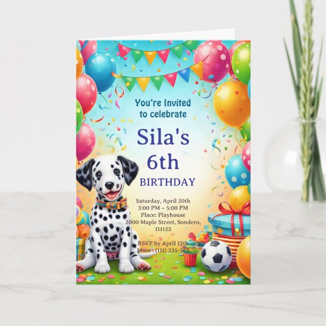 Personalised Dalmatian Birthday Invitation (Front)