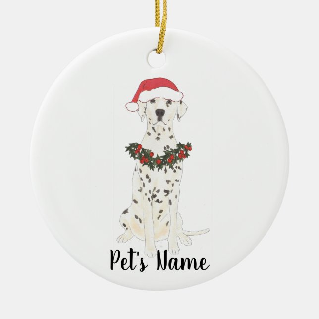 Personalised Dalmatian Christmas Ceramic Tree Decoration (Front)