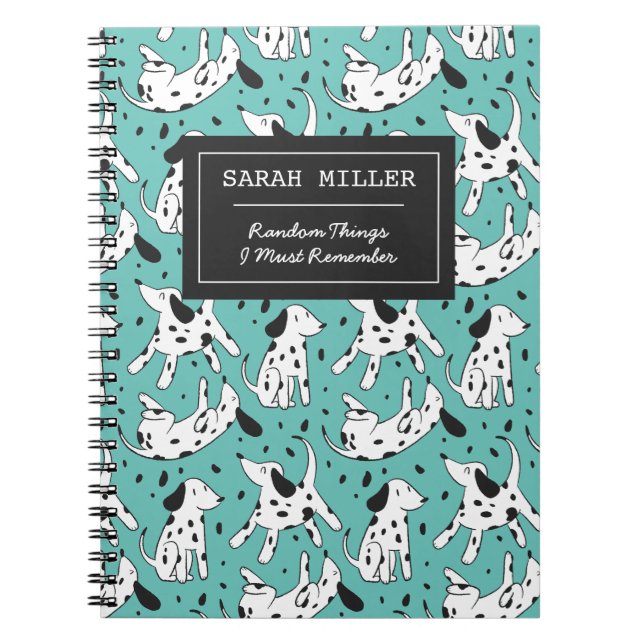 Personalised Dalmatian Doodle Pattern Dog Lover Notebook (Front)