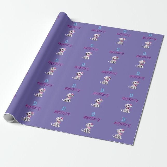 Personalised Dalmatian Puppy Monogram - Wrapping Paper (Unrolled)