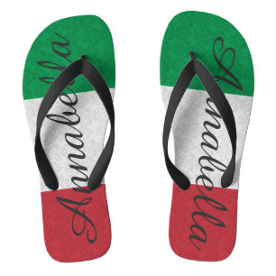Personalised Damask Italian Flag Flip Flops
