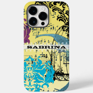 Personalised Damask Peacock Birdcage Musical Notes Case-Mate iPhone 14 Pro Max Case