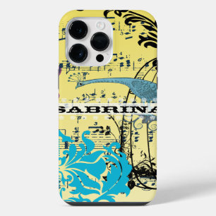 Personalised Damask Peacock Birdcage Musical Notes iPhone 14 Pro Max Case