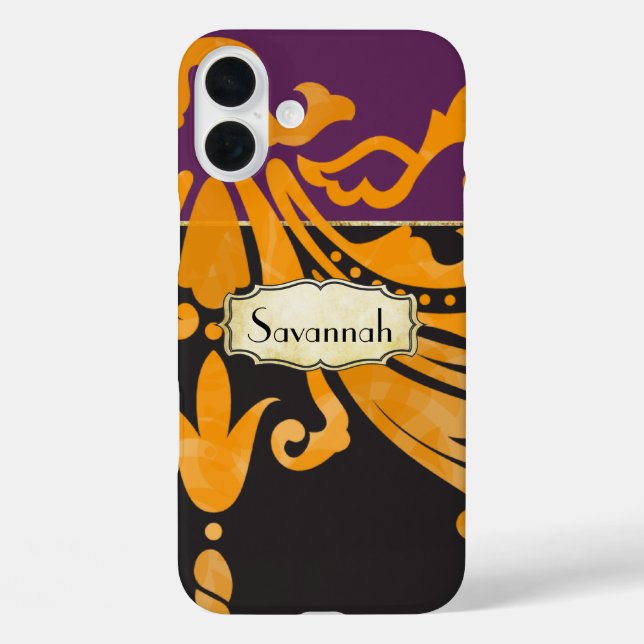 Personalised Damask Scroll Work Gold Accents Case-Mate iPhone Case (Back)
