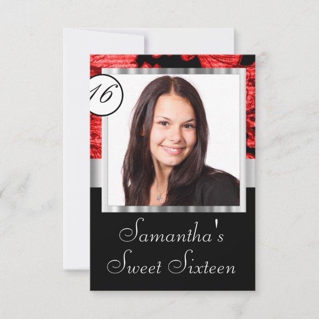 Personalised damask sweet sixteen invitation (Front)
