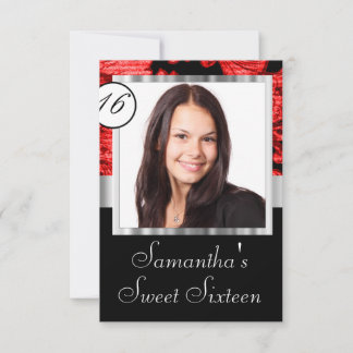 Personalised damask sweet sixteen invitation