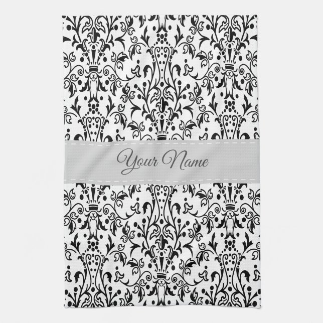 Personalised Damask Tea Towel (Vertical)