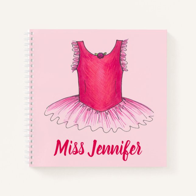 Personalised Dance Ballet Teacher Pink Tutu Gift Notebook (Front)
