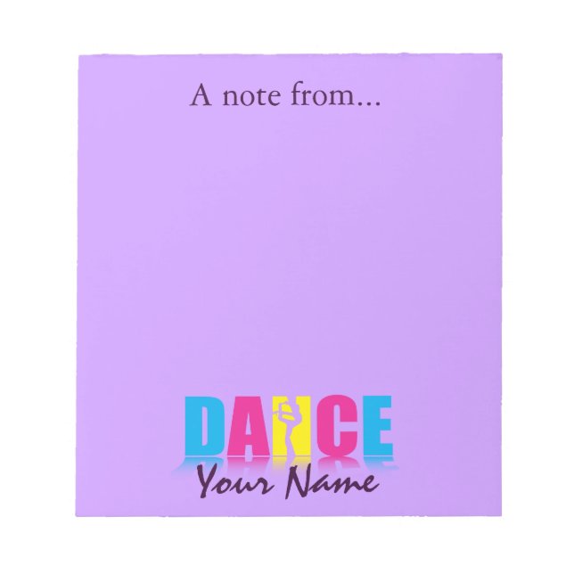 Personalised Dance Dancer Notepad (Front)