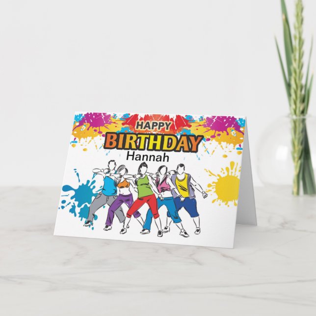 Personalised DANCE Fitness Style Birthday Card (Front)