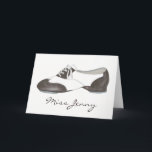 Personalised Dance Teacher Gift Tap Oxford Shoe Card<br><div class="desc">Features an original illustration of a black-and-white oxford style tap dance shoe. Perfect for your favourite dance teacher, studio owner, or tapper! Simply personalise with your information. Don't see what you're looking for? Need help with customisation? Click "rebeccaheartsny" (upper right corner) then "contact this designer" to have something created just...</div>