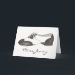 Personalised Dance Teacher Gift Tap Oxford Shoe Card<br><div class="desc">Features an original illustration of a black-and-white oxford style tap dance shoe. Perfect for your favourite dance teacher, studio owner, or tapper! Simply personalise with your information. Don't see what you're looking for? Need help with customisation? Click "rebeccaheartsny" (upper right corner) then "contact this designer" to have something created just...</div>