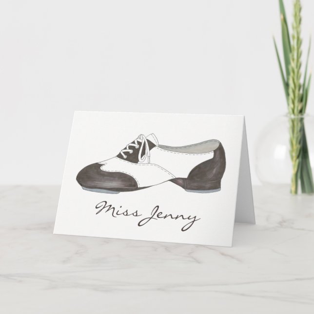 Personalised Dance Teacher Gift Tap Oxford Shoe Card (Front)