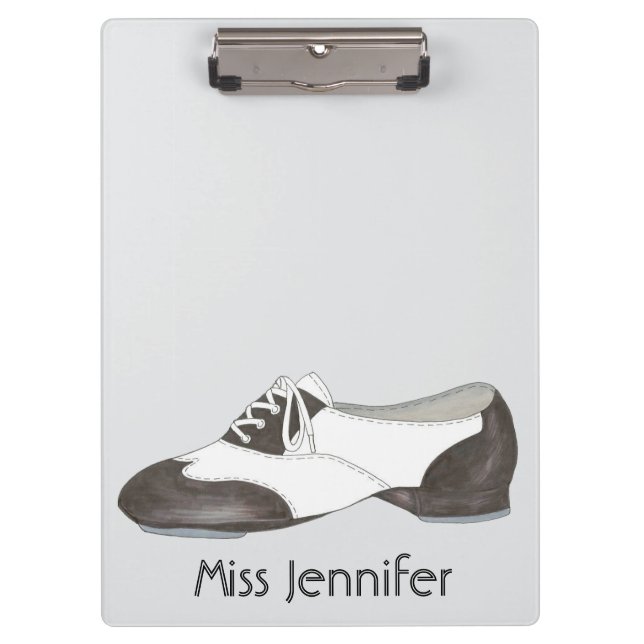 Personalised Dance Teacher Gift Tap Oxford Shoe Clipboard (Front)