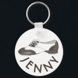 Personalised Dance Teacher Gift Tap Oxford Shoe Key Ring<br><div class="desc">Features an original illustration of a black-and-white oxford style tap dance shoe. Perfect for your favourite dance teacher, studio owner, or tapper! Simply personalise with your information. Don't see what you're looking for? Need help with customisation? Click "rebeccaheartsny" (upper right corner) then "contact this designer" to have something created just...</div>
