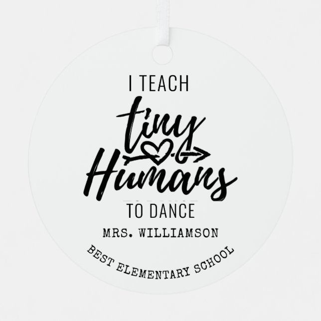 Personalised Dance Teacher Script Typography Metal Tree Decoration (Front)