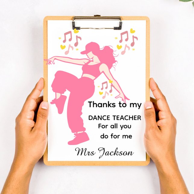Personalised Dance Teacher, teacher's appreciation Clipboard (Creator Uploaded)