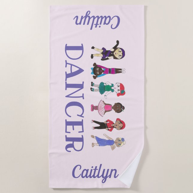 Personalised DANCER Ballet Tap Jazz Lyrical Acro Beach Towel (Front)