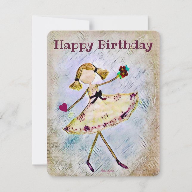 Personalised dancer Birthday Card ballerina (Front)