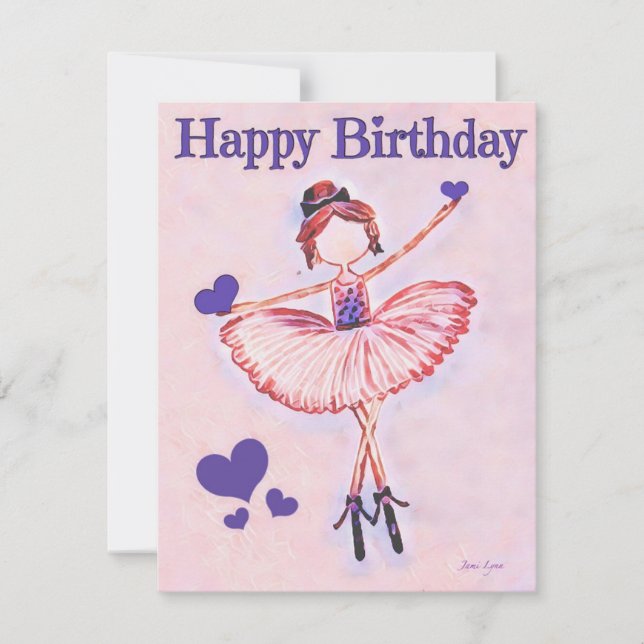 Personalised dancer Birthday Card ballerina (Front)