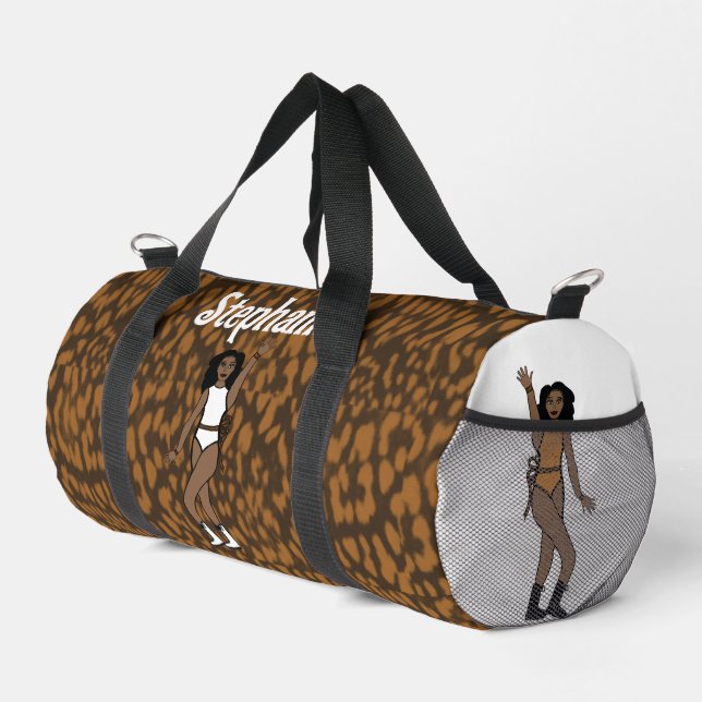 Personalised Dancer Leopard Ribbon #1 Duffle Bag (Right Corner)