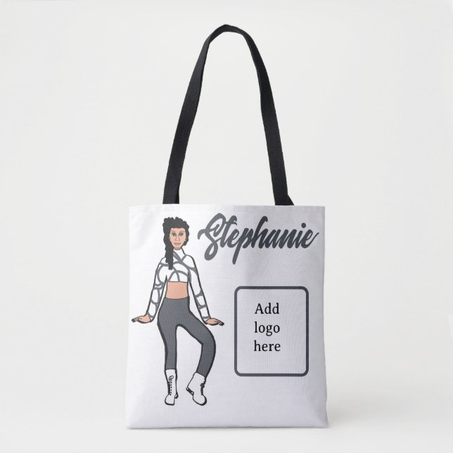 Personalised Dancer Tote ( Stone White) Bag (Front)