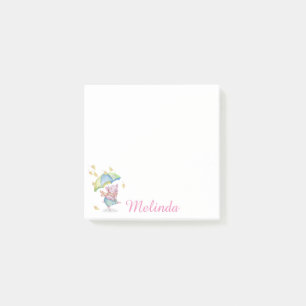 Personalised Dancing Autumn Piggy & Umbrella Post-it Notes