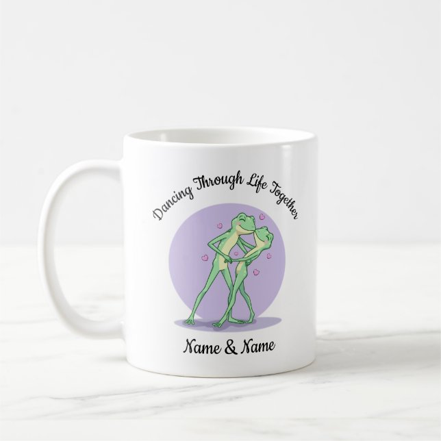 Personalised Dancing Frog Couple Mug (Left)