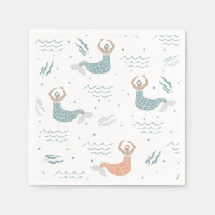 Personalised Dancing Mermaid Illustration Sea  Napkin