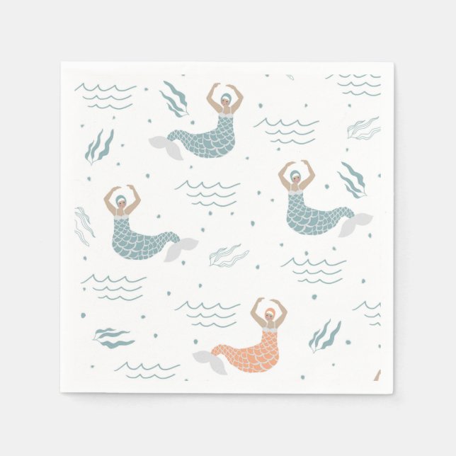 Personalised Dancing Mermaid Illustration Sea  Napkin (Front)
