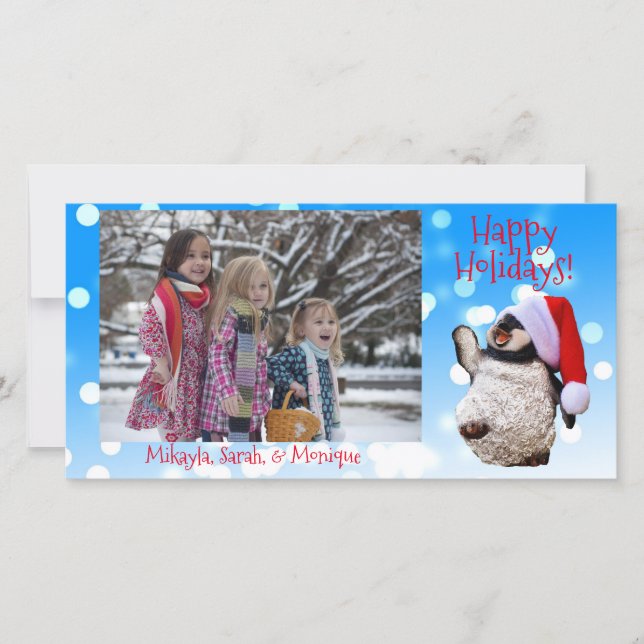 Personalised Dancing Penguin Christmas Holiday Card (Front)