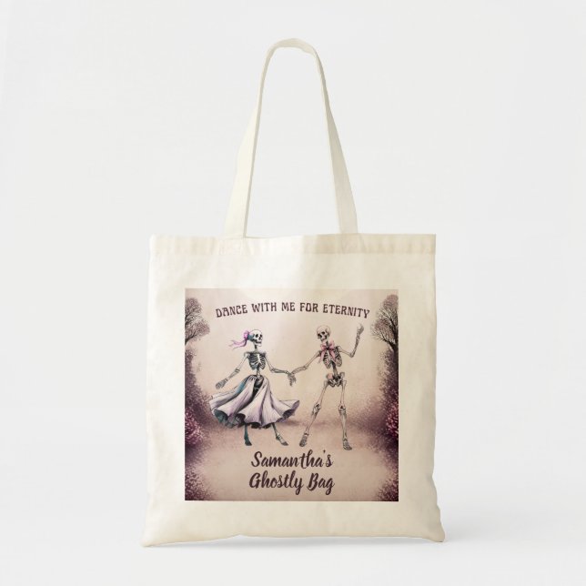 Personalised Dancing Skeletons Halloween Tote Bag (Front)