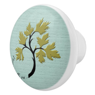 Personalised Dancing Tree Olive Green Ceramic Knob
