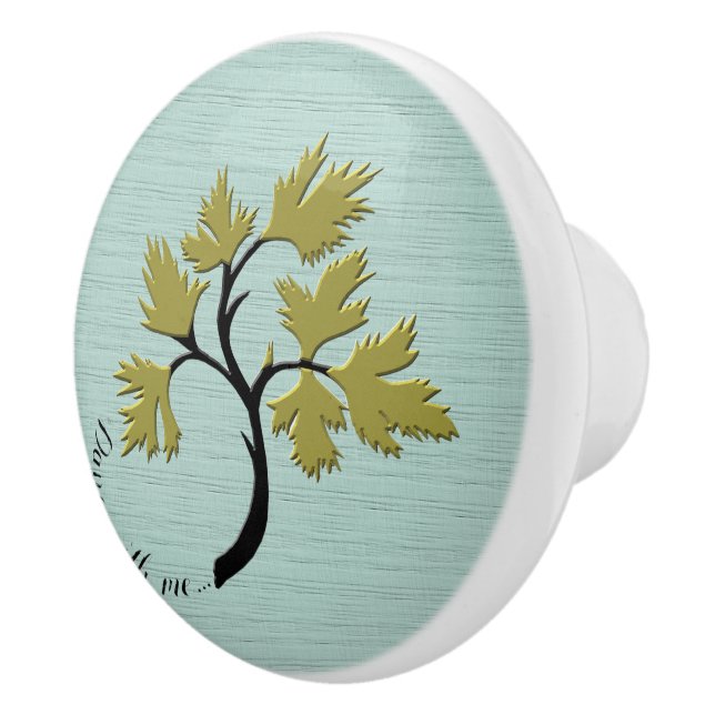 Personalised Dancing Tree Olive Green Ceramic Knob (Right)