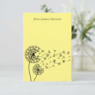 Personalised Dandelion Clock with Butterflies Thank You Card