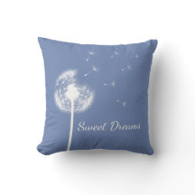 Personalised Dandelion Throw Pillow in blue