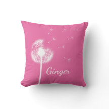 Personalised Dandelion Throw Pillow in pink