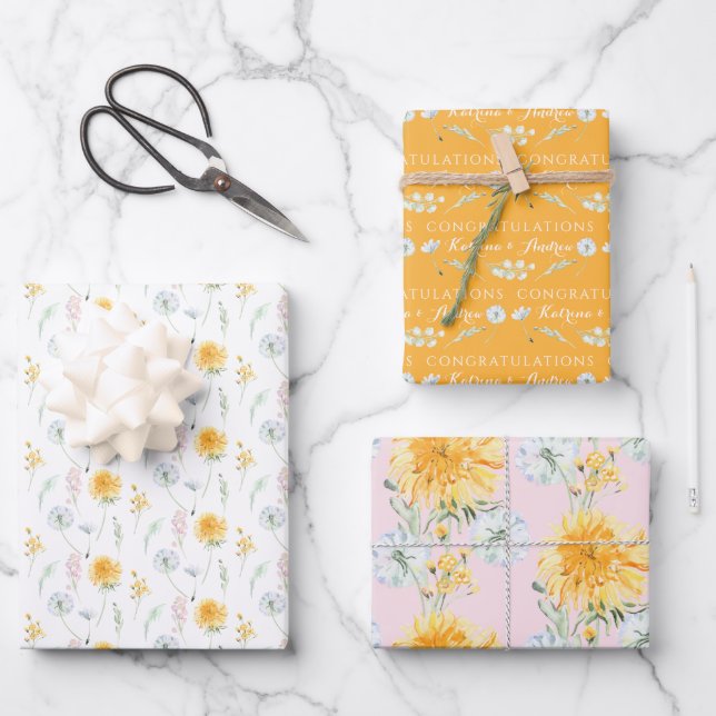 Personalised Dandelion Wrapping Paper Sheets  (Front)