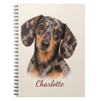 Personalised Dapple Dachshund with Custom Name Notebook
