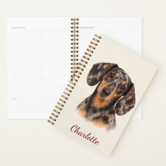 Personalised Dapple Dachshund with Custom Name Planner