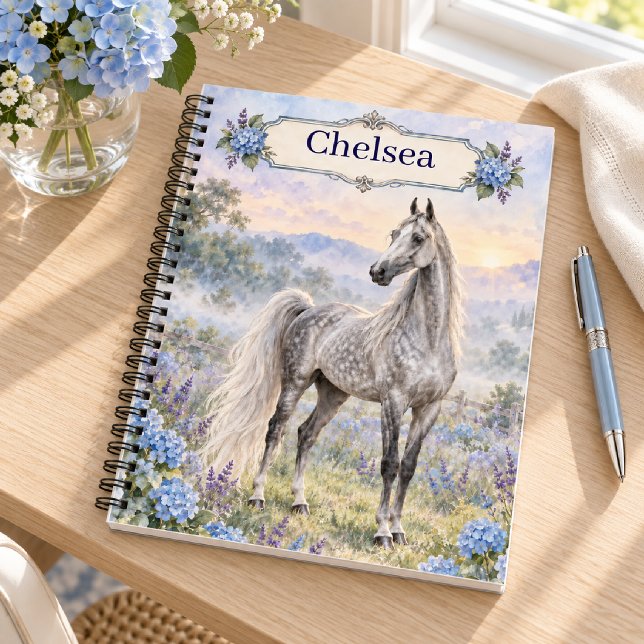 Personalised Dapple Grey Saddlebred Hydrangea  Notebook (Creator Uploaded)